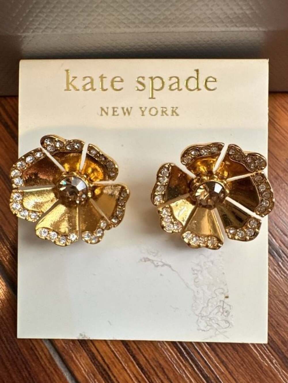 Kate Spade New York Garden Grove Large Gold Pave Flower Stud Earrings WBRU6010